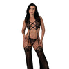 Black Cherry Plunge Top w/Removable Chaps & Cheeky Panty Set - Black L/XL