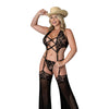 Black Cherry Plunge Top w/Removable Chaps & Cheeky Panty Set - Black QN