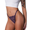 Leather & Lace Lace Thong - Plum L/XL