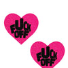 Neva Nude Fuck Off Glitter Blacklight Reactive Heart Pasties - Pink/Black O/S
