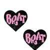 Neva Nude Brat Glitter Heart Pasties - Black/Pink O/S