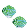 Neva Nude Sequins Sea Shells Under the Sea Pasties - Green/Blue O/S