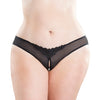 Crotchless Thong w/Pearls - Black