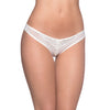 Crotchless Thong w/Pearls - White