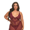Valentine Lacey Babydoll w/G-String - Zinfandel 1X/2X