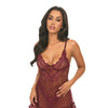 Valentine Lacey Babydoll w/G-String - Zinfandel LG