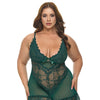 Valentine Lacey Babydoll w/G-String - Green 3X/4X