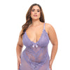 Valentine Lace Babydoll w/Bows & G-String - Purple 3X/4X