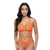 Amina Scallop Lace & Mesh Bralette w/Panty 2 pc Set - Dragon Fire Orange S/M