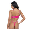 Raelynn Satin Strappy Underwire Bra w/G-String 2 pc Set - Pink Yarrow MD