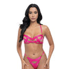 Raelynn Satin Strappy Underwire Bra w/G-String 2 pc Set - Pink Yarrow XL