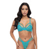 Raya Lace Underwire Bra w/Panty 2 pc Set - Beach Blue L/XL