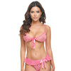 Aubrielle Diamond Mesh Underwire Bra w/Thong 2 pc Set - Pink SM