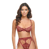 Arielle Lace Unlined Underwire 2 pc Set w/Ring Detail - Burgundy L/XL