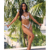Pearla Lace Underwire Bra & Open Back Panty w/Matching Collar 3 pc Set - White L/XL