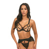 Annika Open Cup 2 pc Set w/Fringe and Tassel Detail - Black L/XL