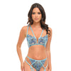 Emilia Floral Embroidered 2 pc Set w/Strapping Details & Attached Double Garter - Blue MD