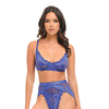Delphi Lace 2 pc Set w/Attached Garter - Cobalt Blue XL