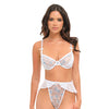 Elena Floral Embroidered 2 pc Set w/Skirted Bottom - White LG