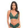 Alessia Soft Cup Lace & Mesh 2 pc Set w/Ruffle Details - Green LG