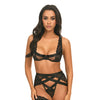Thalia Mesh & Lace Underwire 3 pc Set - Black SM