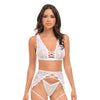 Naya Lace 3 pc Set w/Strap Details - White S/M