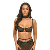 Perla Lace 3 pc Set w/Pearl Details - Black S/M