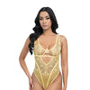 Tiana Scallop Lace & Mesh Underwire Teddy - Pale Banana S/M