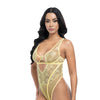 Tiana Scallop Lace & Mesh Underwire Teddy - Pale Banana S/M