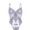 Lavender Embroidered Mesh Underwire Teddy - Lavender 1X