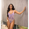 Lavender Embroidered Mesh Underwire Teddy - Lavender LG