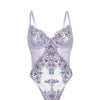 Lavender Embroidered Mesh Underwire Teddy - Lavender MD