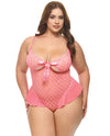 Aubrielle Diamond Mesh Underwire Teddy - Pink 1X