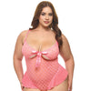 Aubrielle Diamond Mesh Underwire Teddy - Pink 1X