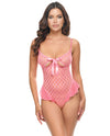 Aubrielle Diamond Mesh Underwire Teddy - Pink SM