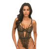 Greta Snake Eyelash Lace Teddy - Black/Gold XL