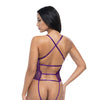 Carmen Lace & Mesh Underwire Crotchless Teddy - Imperial Purple S/M