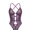 Carmen Lace & Mesh Underwire Crotchless Teddy - Imperial Purple S/M