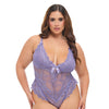 Valentine Lace Teddy w/Bow Details - Purple 1X/2X