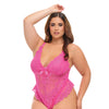 Valentine Lace Teddy w/Bow Details - Rose 1X/2X