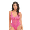 Valentine Lace Teddy w/Bow Details - Rose LG
