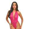 Maylah Mesh & Lace Halter Teddy - Pink S/M
