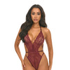 Lina Lace Halter Teddy - Zinfandel L/XL