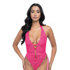 Kahlia Lace Halter Top Teddy - Pink Yarrow L/XL