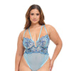 Emilia Floral Embroidered Teddy - Blue 2X
