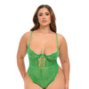 Raine Underwire Shelf Cup Lace Teddy w/Decorative Trim Insert - Green 1X/2X
