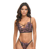 Adela Embroidered Boned Bustier w/G-String 2 pc Set - Black/Pink MD