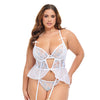 Elena Floral Embroidered Bustier w/Ruffles & Matching Panty - White 2X