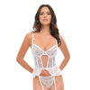 Elena Floral Embroidered Bustier w/Ruffles & Matching Panty - White MD