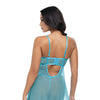 Emma Floral Lace & Mesh Underwire Babydoll w/G-String 2 pc Set - Beach Blue MD